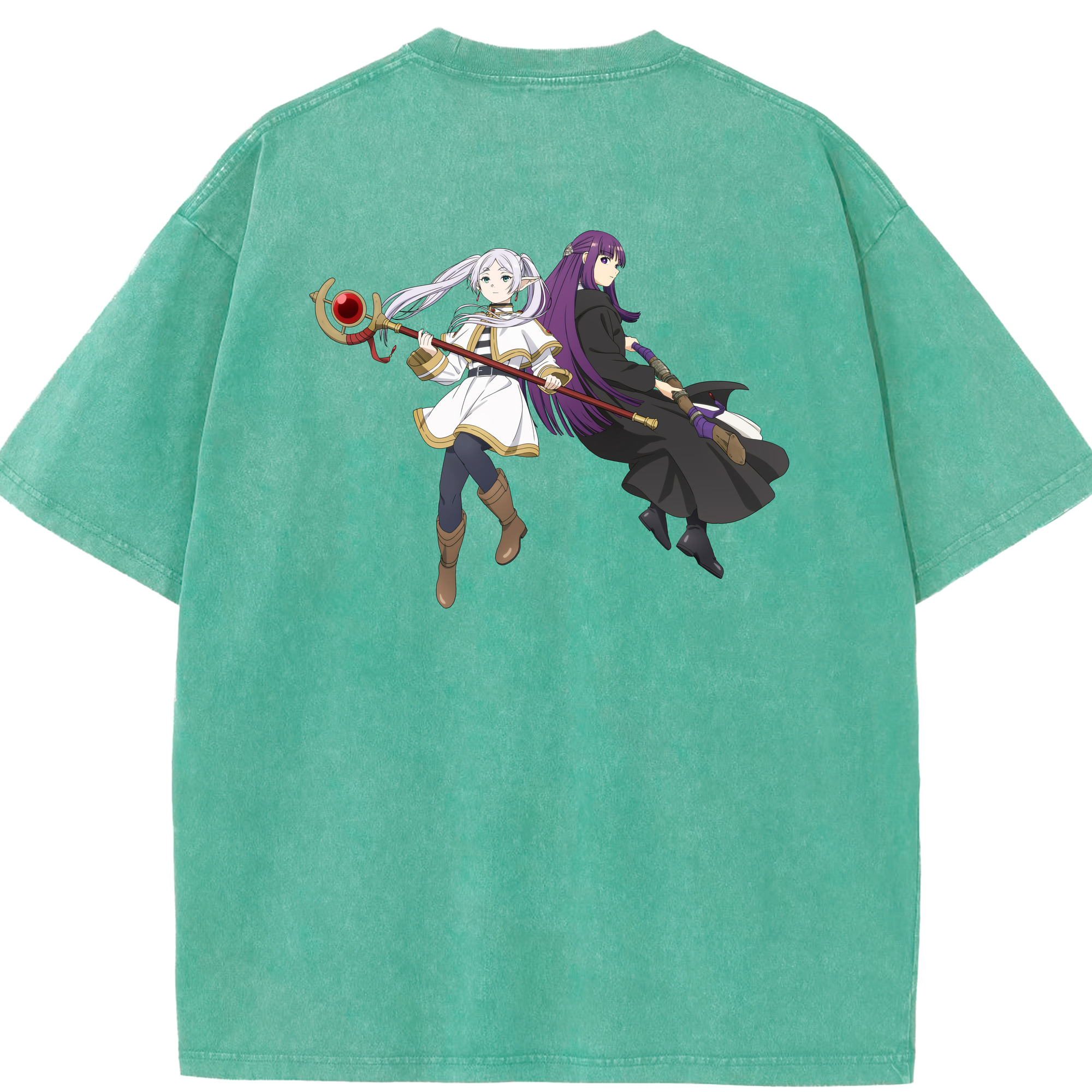 （画像用） 葬送のフリーレン Frieren 綿100% ヴィンテージ風 半袖Tシャツ（背面プリント）